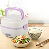 200W 1L Capacity Electric Lunch Box, Upthehill 3in1 Multifunctional Electric Steamer Mini Lunch Box Portable Food Warmer Heater Rice Cooker Food-Grade Stainless Steel Container Lunch Box for Office