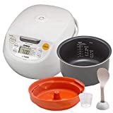 Tiger Japan Made Synchro-Cooking 5.5-Cup Micom Rice Cooker and Warmer with 10 Cooking Menu Settings, Stainless Steel Non-Stick Inner Pot and Tacook Cooking Plate, Lets you Cook Rice and Main Dish at the Same Time