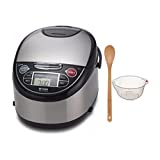 Tiger JAX-T Microcomputer Controlled Rice Cooker/Warmer (5.5 Cups) with Rice Washing Bowl and Bamboo Spoon Bundle (3 Items)