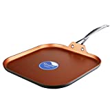 COOKSMARK 11-Inch Copper Griddle Pan for Stove Top -Nonstick Square Flat Pan with Stainless Steel Handle, Lightweight Induction Compatible -Oven Safe Dishwasher Safe