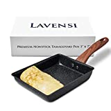 Lavensi - Japanese Tamagoyaki Pan, Egg Pan with Heat-Resistant & Cook-Safe Handle, Nonstick Frying Pan, Curved Edge, Scratch-Proof Bottom, Cooktop Safe, 5 x 7 inches