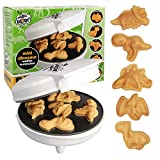 Dinosaur Mini Waffle Maker- Make Breakfast Fun and Cool for Kids and Adults with Novelty Pancakes- 5 Different Shaped Dinos in Minutes - Electric Non-Stick Waffler Iron, Fun Fathers Day Gift