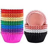 BAKHUK 500pcs Foil Cupcake Liner - Standard Size 2 Inches Muffin Liners - 10 Colors Baking Cups for Weddings, Birthdays, Baby Showers, Party