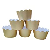 Mybbshower Gold Glitter Scalloped Cupcake Wrappers for Wedding Birthday Tea Party New Year Eve Cake Decoration Pack of 48