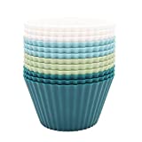 SAWNZC Silicone Baking Cups, Reusable Muffin Liners Cupcake Molds set of 12, Standard Size Stand alone