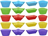 20 Pcs Silicone Baking Cups Reusable Cupcake Liner, Food Grade Safe BPA Free Non Stick Muffin Liners For Baking Cupcake Mold, 4 Shape Multicolor