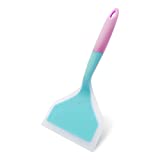 KUFUNG Silicone Spatula Silicone Pancakes Shovel Omelette Spatula Turner for Eggs Fish Pancake Pizza and Steak Wide Soft Pizza Shovel Non-Stick Heat-Resistant Kitchen Fried Shovel (Large, Blue & Pink)