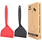 Pack of 2 Wide Silicone Spatula,Nonstick Pancake Shovel with Short Handle, Fried Flexible Turner, BPA Free Kitchen Cookwares for Egg, Cookie, Omelette, Fish, Burgers