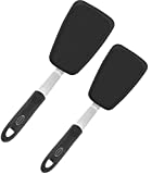 TACGEA 2 Pack Silicone Spatula Turner for Nonstick Cookware 600°F Heat Resistant, Kitchen Cooking Utensils for baking, flipping eggs, Burgers, Pancake