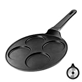 Cainfy Pancake Pan Nonstick-Suitable for All Stovetops & Induction Cooker, 10.5 Inch Mini Silver Dollar Grill Blini Griddle Crepe Pan, 4 Molds Cake Egg Skillet, 100% PFOA Free Coating