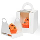 JETEHO 60PCS Single Cupcake Boxes Individual Cupcake Containers with Window and Inserts White Cupcake Boxes Single Cupcake Container Cupcake Carrier Bulk for Bakery Wrapping Party Favor Packing