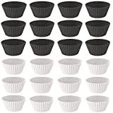 Reusable Silicone Baking Cups, Silicone Baking Molds, Matte Black and Matte White 24 Pack.