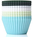 TeaRoo Silicone Baking Cups, Reusable Cupcake Muffin Liners Non-Stick Cup Cake Molds Tin Cup, Pack of 12 Standard Size Cupcake Holder