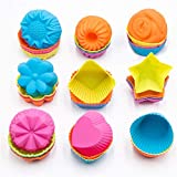 To encounter Silicone Cupcake Liners, Reusable Silicone Baking Cups, Non Stick Muffin Liners, 9 Shapes Pack of 36