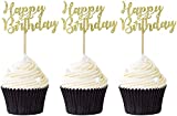 Keaziu 24 Pack Gold Happy Birthday Cupcake Toppers Party Cake Food Picks
