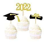 2022 Graduation Cupcake Toppers, 48 PCS Food/Appetizer Picks For Graduation Party Mini Cake Decorations, Diploma, 2022, Grad Cap Set 48 Pieces (Graduation)