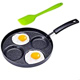 MyLifeUNIT Aluminum 4-Cup Egg Frying Pan, Non Stick Egg Cooker Pan with Silicone Spatula