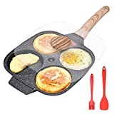 Fried Egg Pan, Egg Frying Pan with Lid Nonstick 4 Cups Pancake Pan Aluminium Alloy Cooker for Breakfast, Gas Stove & Induction Compatible