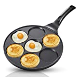 7-Mold Pancake Pan Nonstick Breakfast Griddle, Gas Compatible,9.7 inch Black
