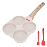 Egg Frying Pan, Fried Egg Pan Nonstick 4 Cups Pancake Pan Aluminium Alloy Cooker For Breakfast, Suitable For Gas Stove & Induction Cooker (White)