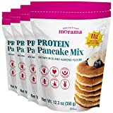Protein Pancake Mix MORAMA - 12.3 Oz Each (4 Pack) - Low-Carb - Naturally Gluten Free Blend Of Brown Rice And Almond Flours - Dairy Free & Vegan Waffles For Family Breakfast.