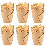 200pcs Tulip Cupcake Liners Natural Baking Cups Muffin Paper Liner Grease-Proof Wrappers for Wedding， Cases Wrappers for Wedding Birthday Partyr, Standard Size (Natural)