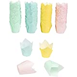 Tulip Cupcake Liners - 400-Pack Cupcake Wrappers Muffin Paper Baking Cups – 4 Assorted Pastel Colors, Standard Size, 2' Diameter