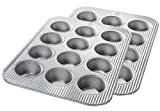 USA Pan Bakeware Cupcake and Muffin Pan, Nonstick Quick Release Coating, 12-Well, Set of 2, Aluminized Steel