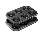 2 Pack Nonstick Muffin Pan, Carbon Steel Cupcake Pan, 6 Cup, Easy to Clean and Perfect for Making Muffins or Cupcakes, Standard