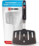 DI ORO Designer Series Wide Slotted Turner Spatula - Features 600F Heat-Resistant No-Melt Rubber Spatula Handle and Blade - Silicone Kitchen Spatula for Cooking or Baking - Dishwasher Safe