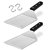 Metal Spatula Set of 2, HaSteeL Stainless Steel Large Griddle Spatulas with ABS Handle, Heavy Duty Hamburger Turner Pancake Flipper Great for Teppanyaki Flat Top BBQ Cooking, Dishwasher Safe & 2 Hooks