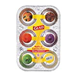 Glad Disposable Bakeware Aluminum 6 Cup Muffin and Cupcake Tins for Baking , 12 Count - Standard Size Cupcake Tins 10' x 6.75' x 1.25'| Made from Recyclable Aluminum