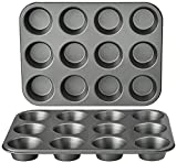 Amazon Basics Nonstick Muffin Baking Pan, 12 Cups - Set of 2