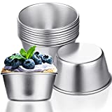 10 Pieces Individual Molds Egg Tart Molds Pudding Molds Cups Mini Chocolate Molten Pans Carbon Steel Cupcake Cake Cookie Pudding Mold Round Nonstick Popover Bakeware Tumblers (2.6 x 2 x 1.3 Inch)