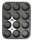 Nonstick 12 Cup Muffin Tray - BPA Free & Dishwasher Safe Cupcake Pan Muffin Tray with Stain-Resistant, Baking Mould for Muffins or Cupcakes, Bakeware - (Black)(Zuvo)