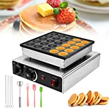 MATHOWAL Muffin Machine Mini Pancakes Maker 25-Holes 950W Waffle Maker Electric Mini Pancake Machine Muffin Machine Home Kitchen Appliances with Timer, Temperature Control Knob and Heating Indicator (US plug 110V)