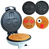 Emoji Waffler & Pancake Maker w 2 Interchangeable Plates for Pancakes or Waffles- 8' Electric Pan Cake Pan and Waffle Iron w/ Adjustable Temperature Control - Non-stick Electric Griddle with Easy to Clean Removable Plates, Fun Fathers Day Gift