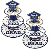 2-Set Class of 2022 Blue Gold 3-Tier Graduation Cardboard Cupcake Stand/Tower,Grad Round Dessert Tree Tower for 24 Cupcakes, Perfect for Graduation Themed Party Supplies(Blue Gold)