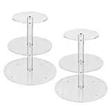 2 Sets of 3 Tier Cupcake Stand, Round Acrylic Cupcake Tower, Serving Stand Display Dessert Cookie Candy Buffet Holder for Home Tea Party, Wedding, Baby Shower
