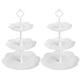 Coitak Plastic Cupcake Stands, 3 Tier Cupcake Stand, Dessert Tower Tray for Tea Party, Baby Shower and Wedding (2 Pack)