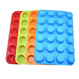 Silicone Mini Muffin Pan, Qtopun 4 Pack 24 Cups Silicone Mold Cups Baking Pan, Silicone Muffin Tins Baking Moulds-Multi Color
