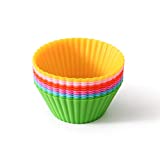 Paspring Mini Silicone Baking Cups, Round Reusable Silicone Muffin Tin Liners , 12 PCS Standard Size Cupcake Molds, Non-stick, BPA-Free, 6 Colors