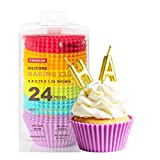 Katbite Silicone Cupcake Baking Cups 24 Pack, Heavy Duty Silicone Baking Cups, Reusable & Non-stick Muffin Cupcake Liners Holders Set for Party Halloween Christmas Bakery Molds Supplies