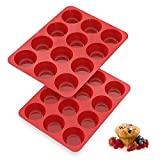 Silicone Muffin Pans Nonstick 12 Cup, 2.5 inch Silicone Cupcake Pan - Set of 2 - SILIVO Muffin Tin, Silicone Baking Molds for Homemade Muffins, Cupcakes, Quiches and Frittatas - 12 Cup Muffin Tray