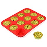 12 Cups Silicone Muffin Pan - Nonstick BPA Free Cupcake Pan 1 Pack Regular Size Silicone Mold