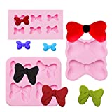 Bows Chocolate Mold, 3 Packs of Silicone Bow Fondant Cookie Molds, for Baby Birthday Cake Decoration, Cupcake Toppers, Sugarcraft