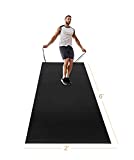 LERYG Yoga Mat Large Fitness Exercise Mat Durable, Non-Slip, Workout Mats for Home Gym Flooring Plyo, Jump, Cardio, MMA Mats Use with or Without Shoes (Black)