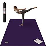 CAMBIVO Large Yoga Mat, Wide Exercise Mat 6'x 4' x 8 mm (72'x 48') Extra Thick Workout Mat for Pilates Stretching Home Workout Gym, Use without Shoes (Dark Purple with Grey)