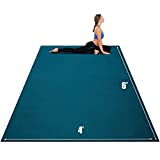 Goplus Large Yoga Mat, 7' x 5' x 8mm / 6' x 4' x 8mm Workout Mat with Straps, Eco Friendly Extra Thick Non Slip Fitness Exercise Mat for Home Gym Floor Cardio, Plyo, MMA, Jump Rope, Stretch (6'x4' Oasis Blue)