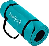 HemingWeigh Extra Thick Yoga Mat for Women and Men With Strap, 72x23 in Large Non-slip Exercise Mat for Home Workout Outdoor Training Pilates Stretching, Fitness Pad Cushions Knees and Back, Teal